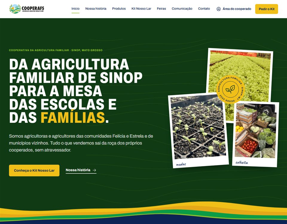 Página inicial do site da COOPERAFS